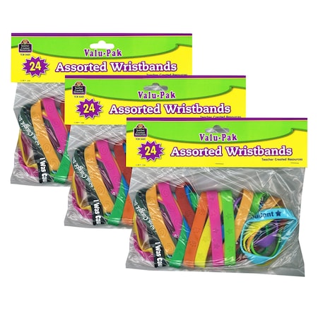 Teacher Created Resources Wristbands Valu-Pak, Assorted, PK72 TCR5451